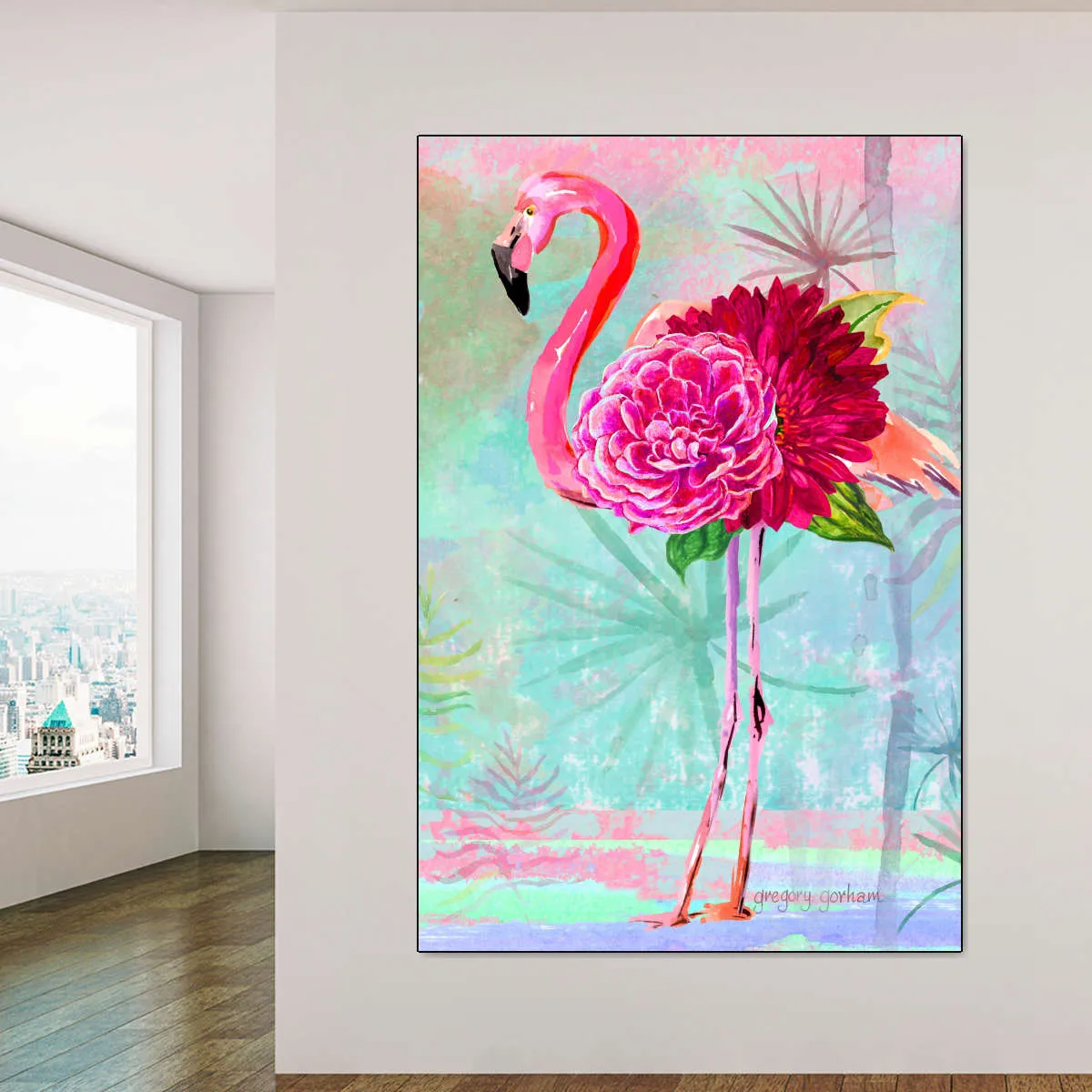 A Floral Flamingo Wall Art