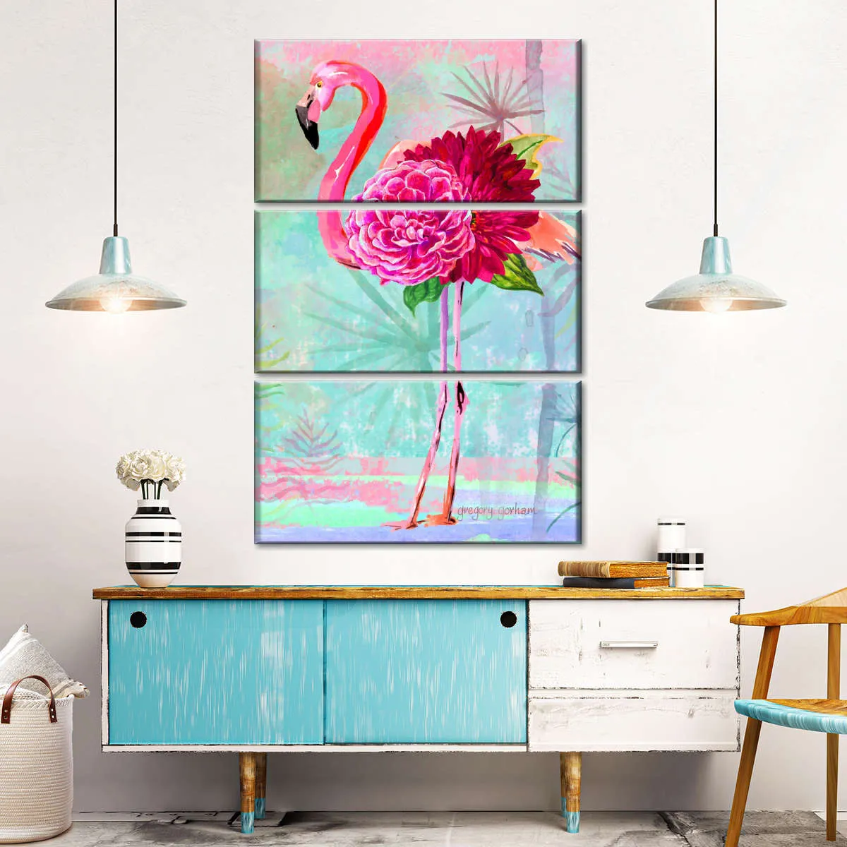 A Floral Flamingo Wall Art