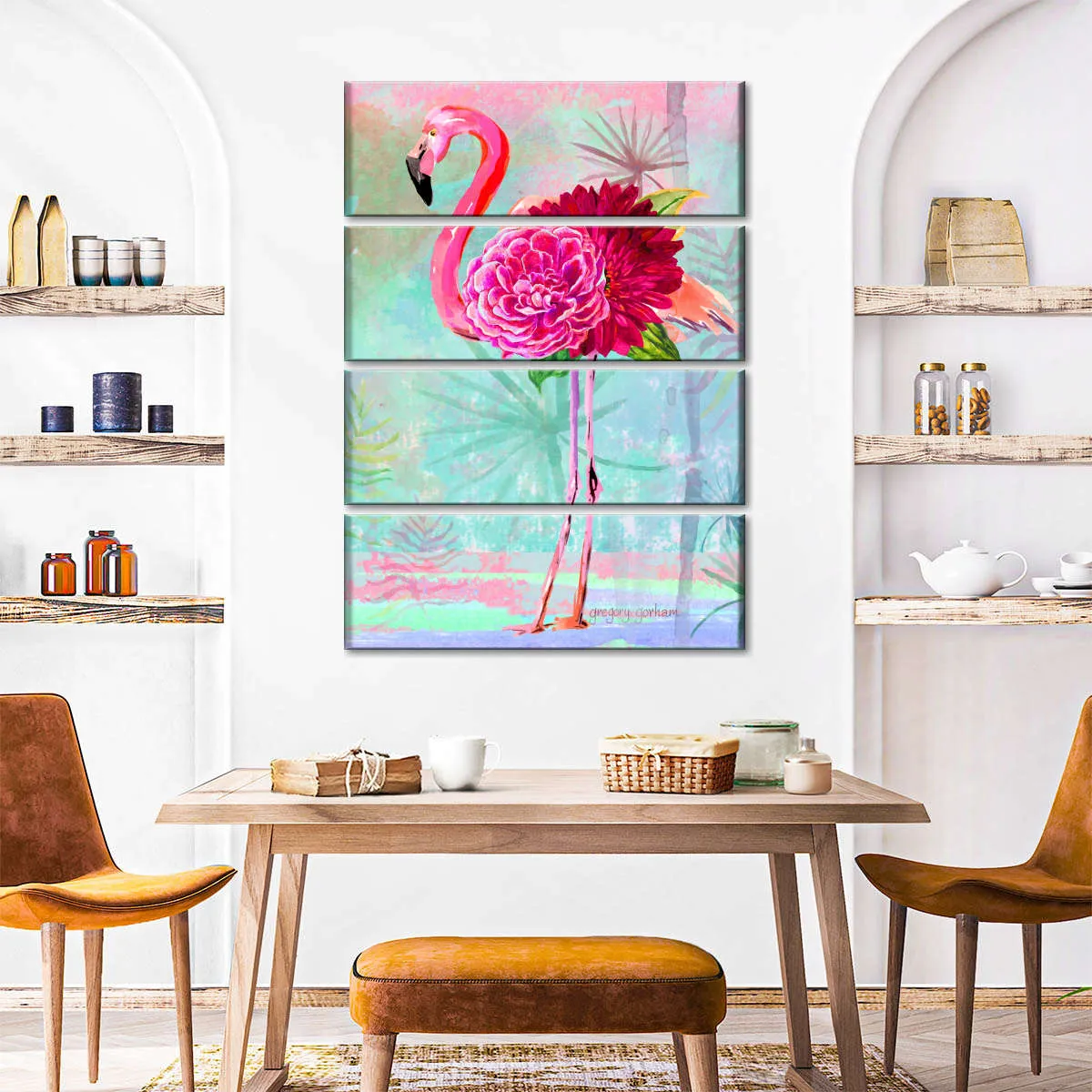 A Floral Flamingo Wall Art