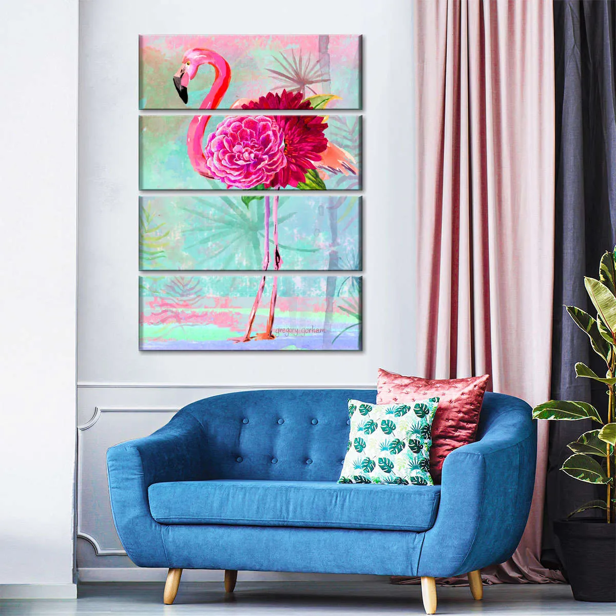 A Floral Flamingo Wall Art