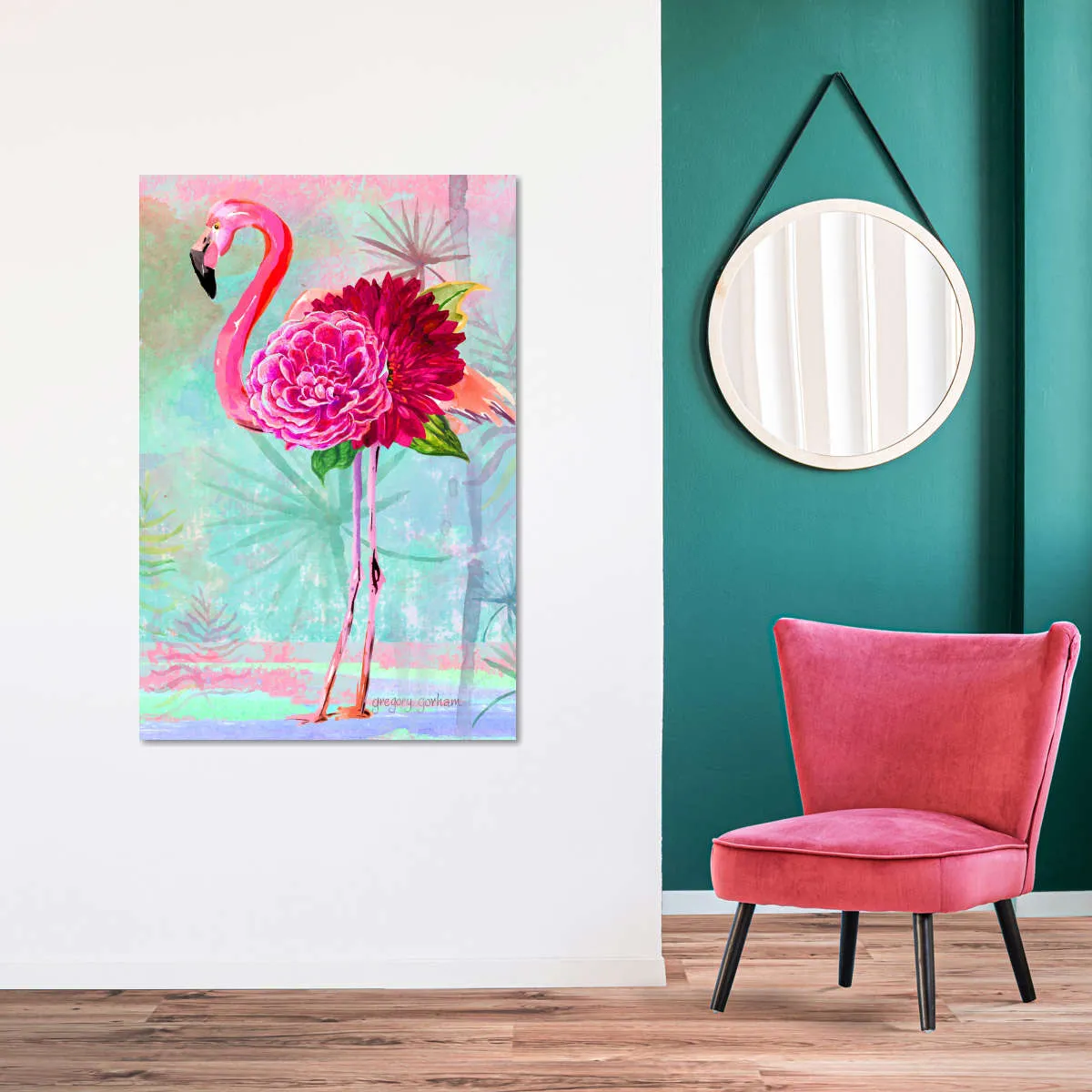 A Floral Flamingo Wall Art