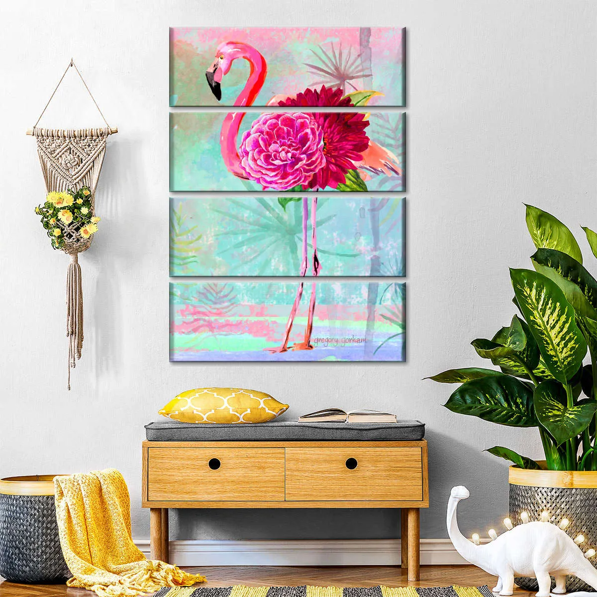 A Floral Flamingo Wall Art