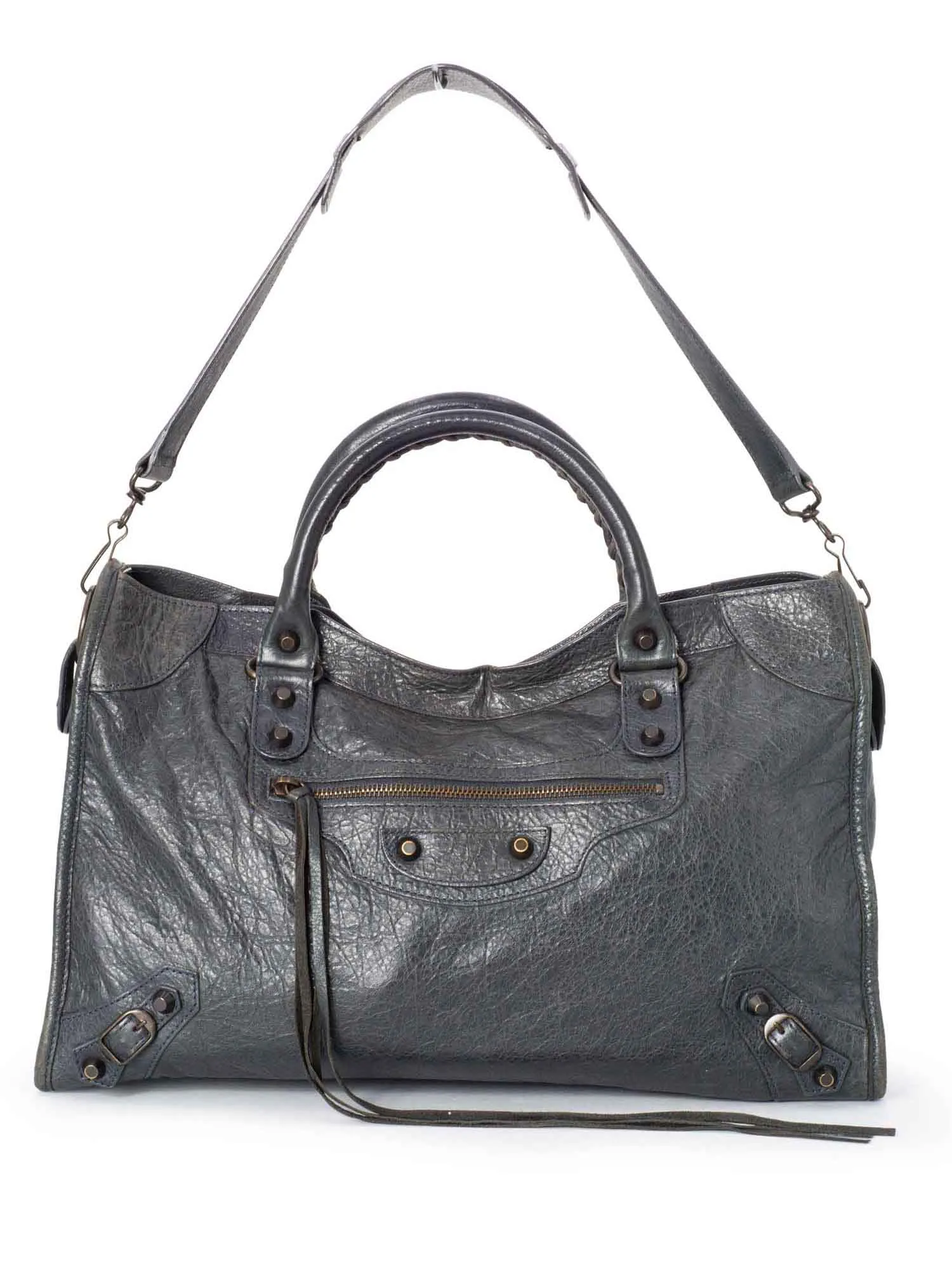 Balenciaga Leather Classic Hardware City Bag Grey