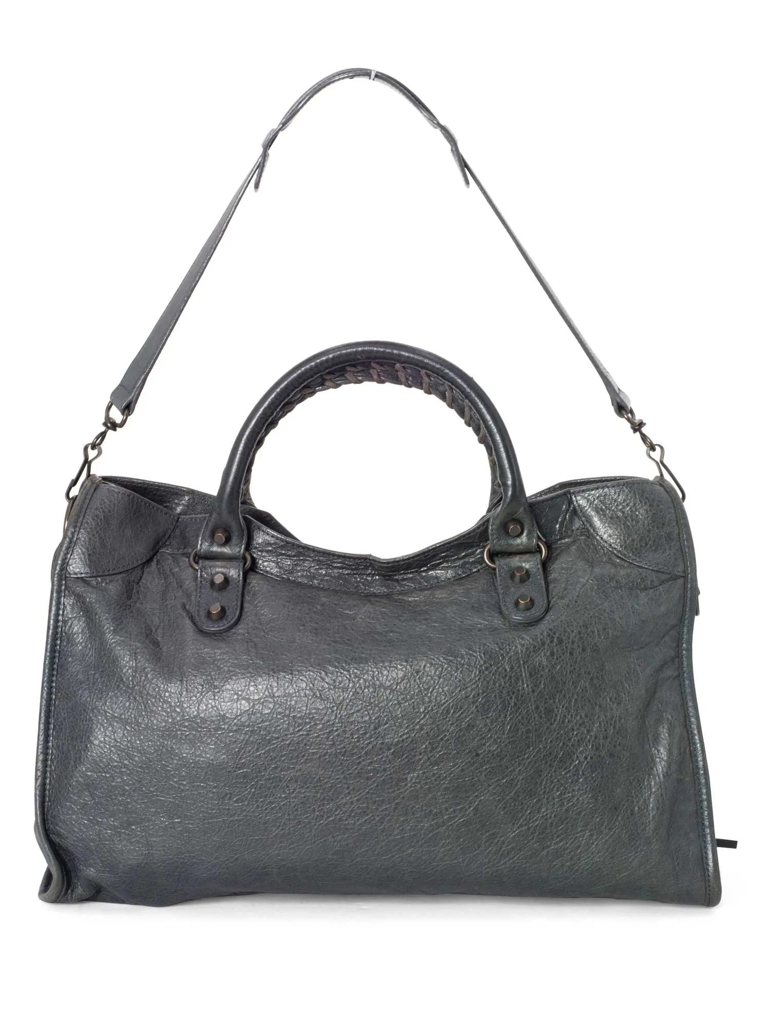 Balenciaga Leather Classic Hardware City Bag Grey