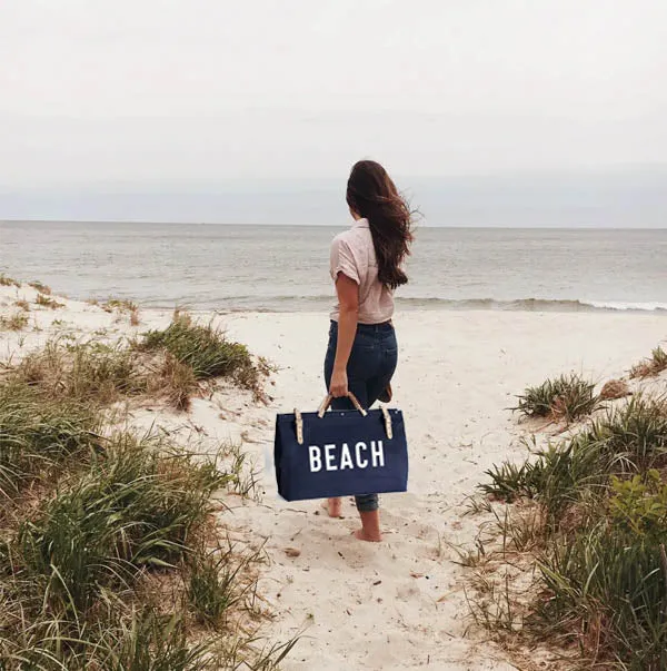 Beach Canvas Utility Bag - Navy Blue
