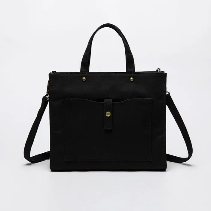 Black Tote Bag Canvas Zip Top Canvas Tote Bag Black Womens