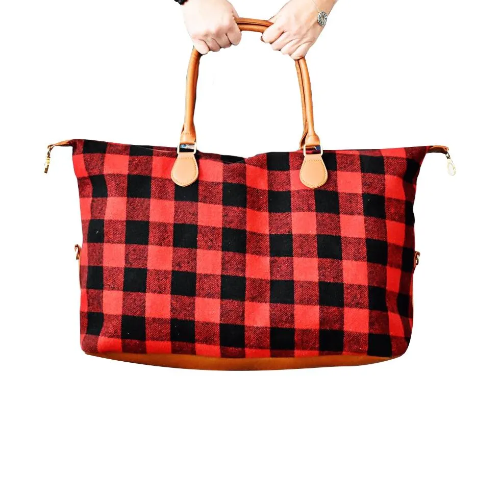 Buffalo Check Tote Weekender Bag Purse