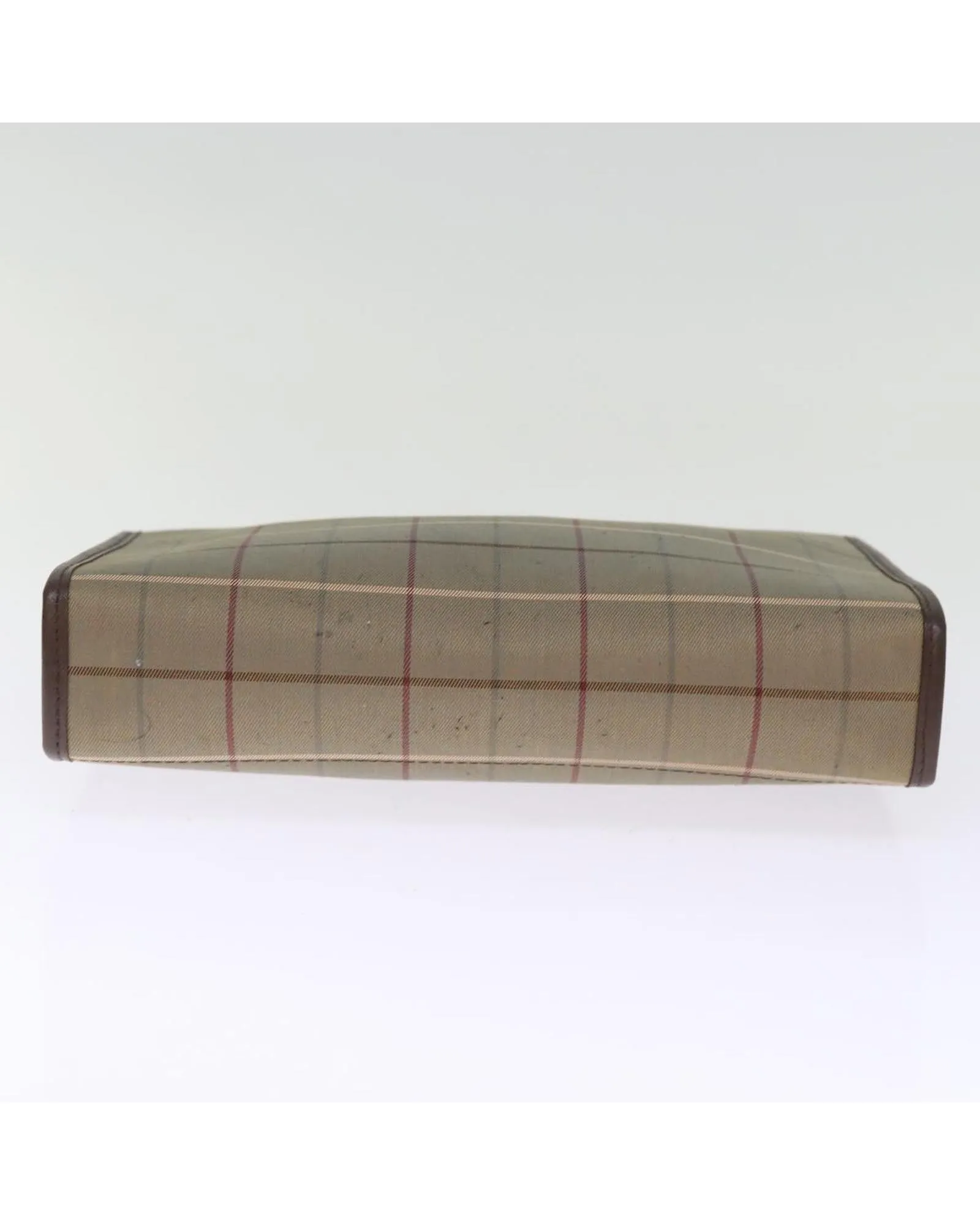 Canvas Khaki Clutch Bag with Nova Check Pattern - Vintage Condition