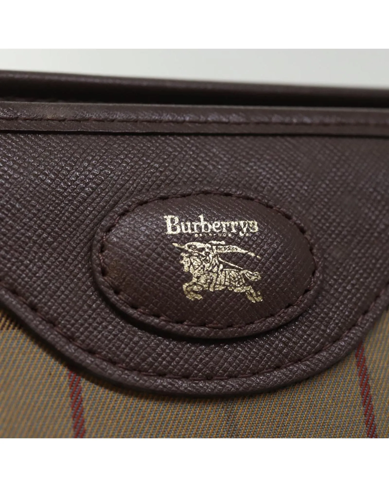 Canvas Khaki Clutch Bag with Nova Check Pattern - Vintage Condition