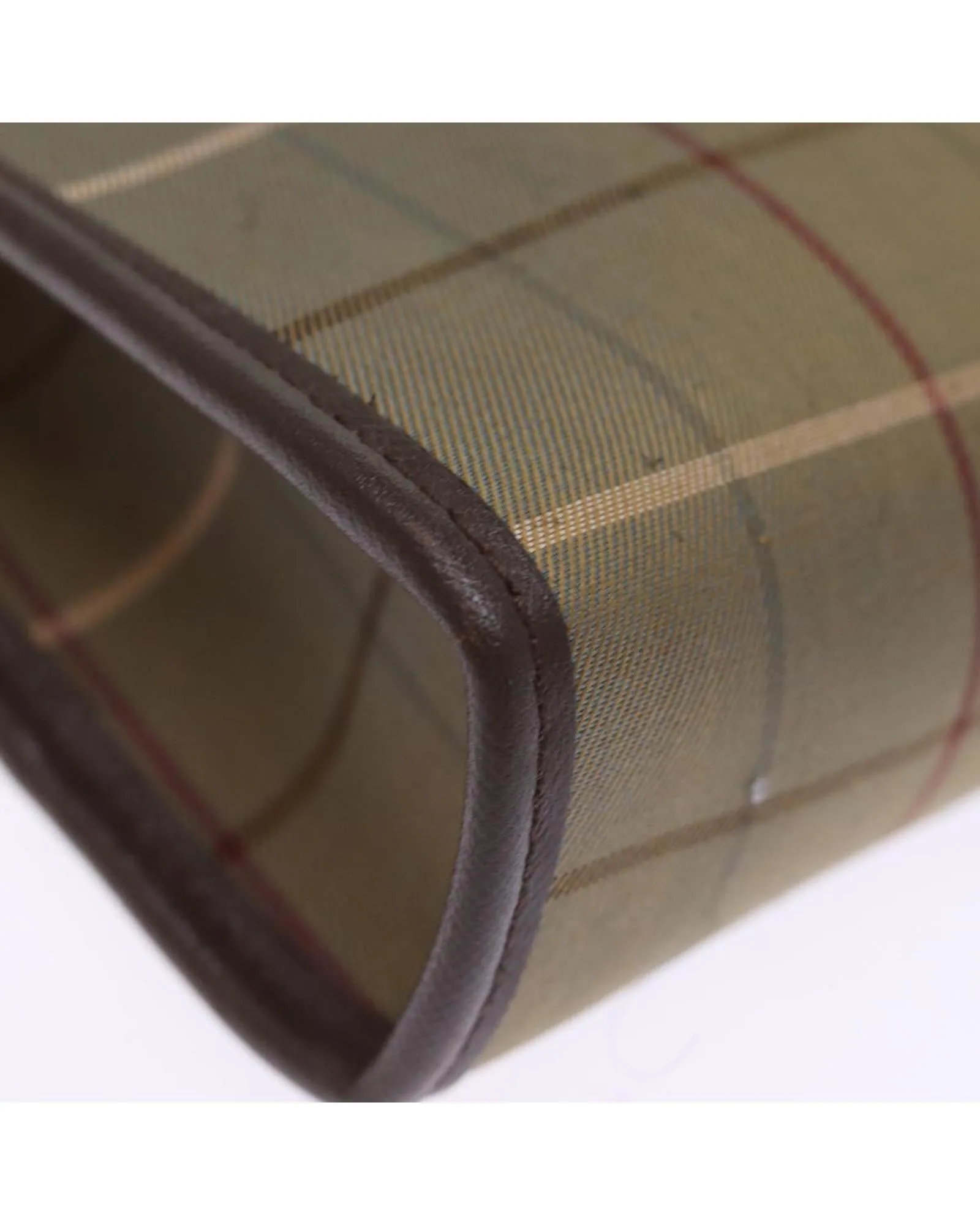 Canvas Khaki Clutch Bag with Nova Check Pattern - Vintage Condition