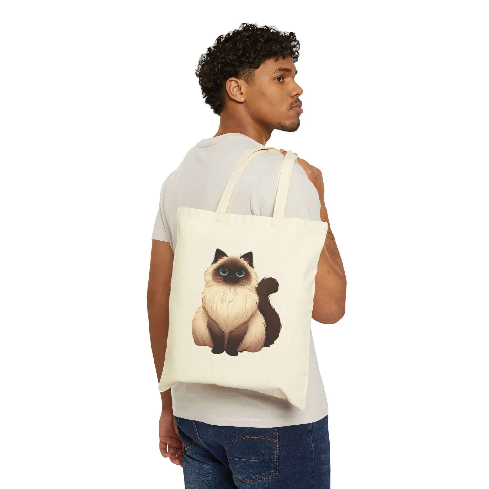 Canvas Tote Bag - Fluffy Siamese Cat Lambert Design