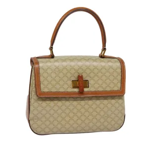 CELINE Macadam Canvas Hand Bag Beige Gold Auth 88751