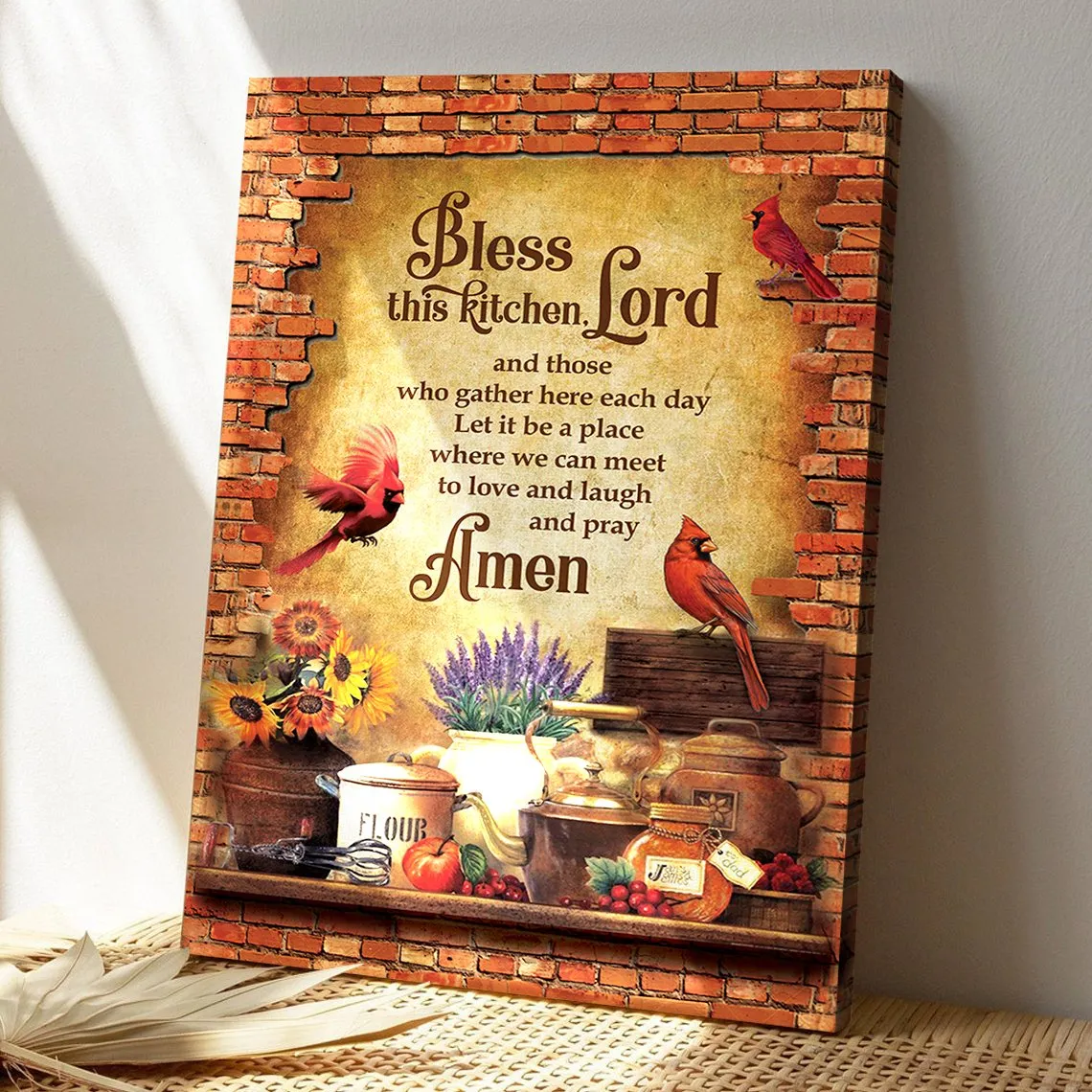Christian Canvas Art - Bless This Kitchen - Unique Christian Canvas - Scripture Canvas - Ciaocustom