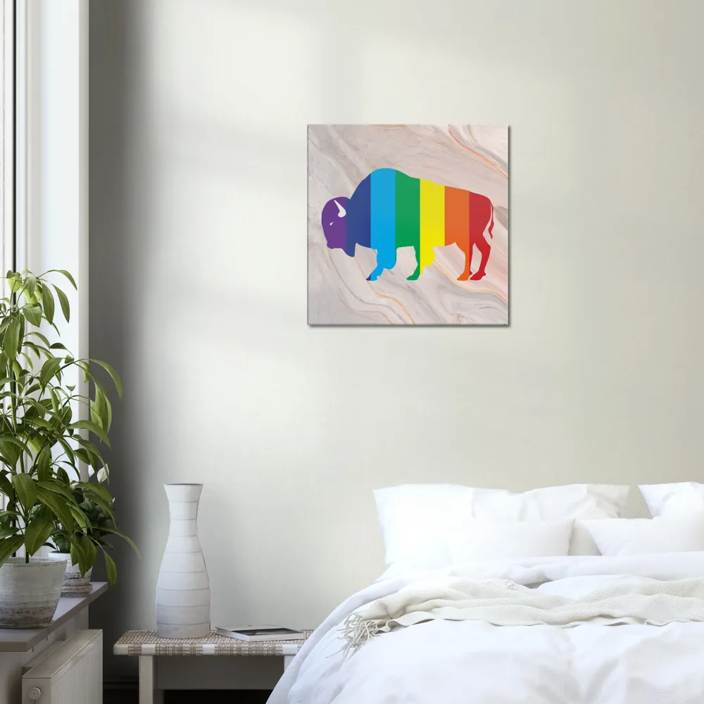 Classic Rainbow Buffalo Canvas - PEACH