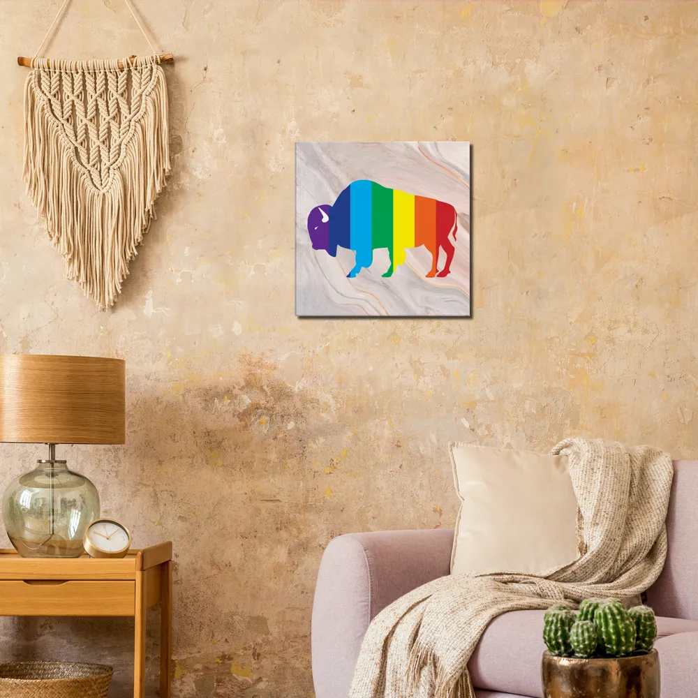 Classic Rainbow Buffalo Canvas - PEACH