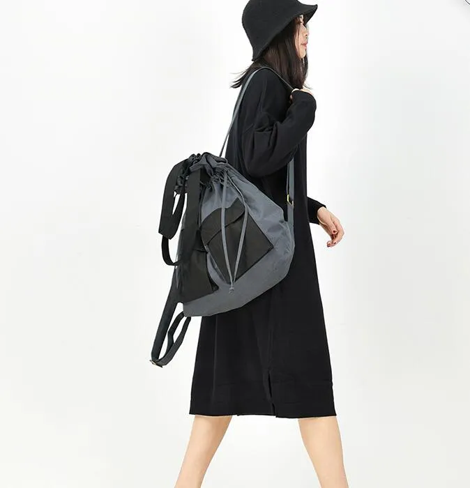 Color Block Casual Large Backpack Women Travel Bag Shoulder Bag