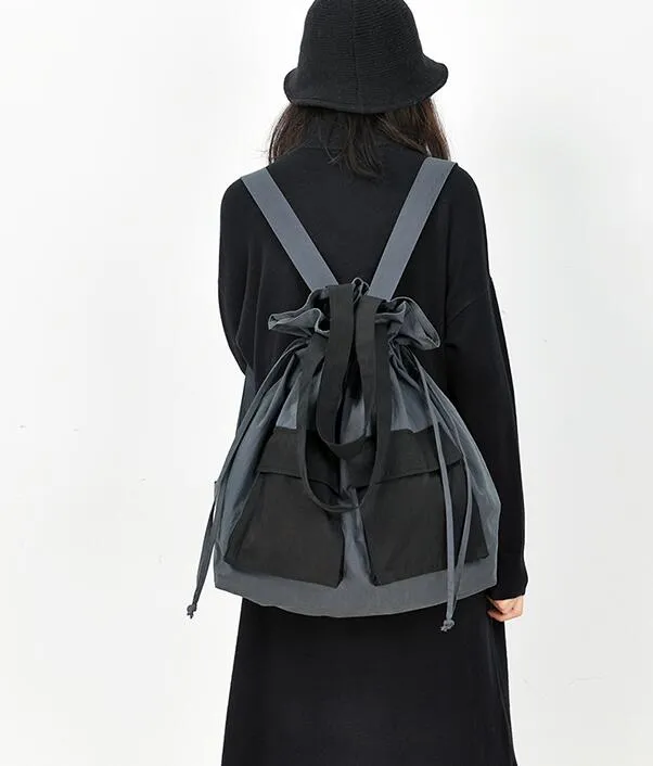 Color Block Casual Large Backpack Women Travel Bag Shoulder Bag
