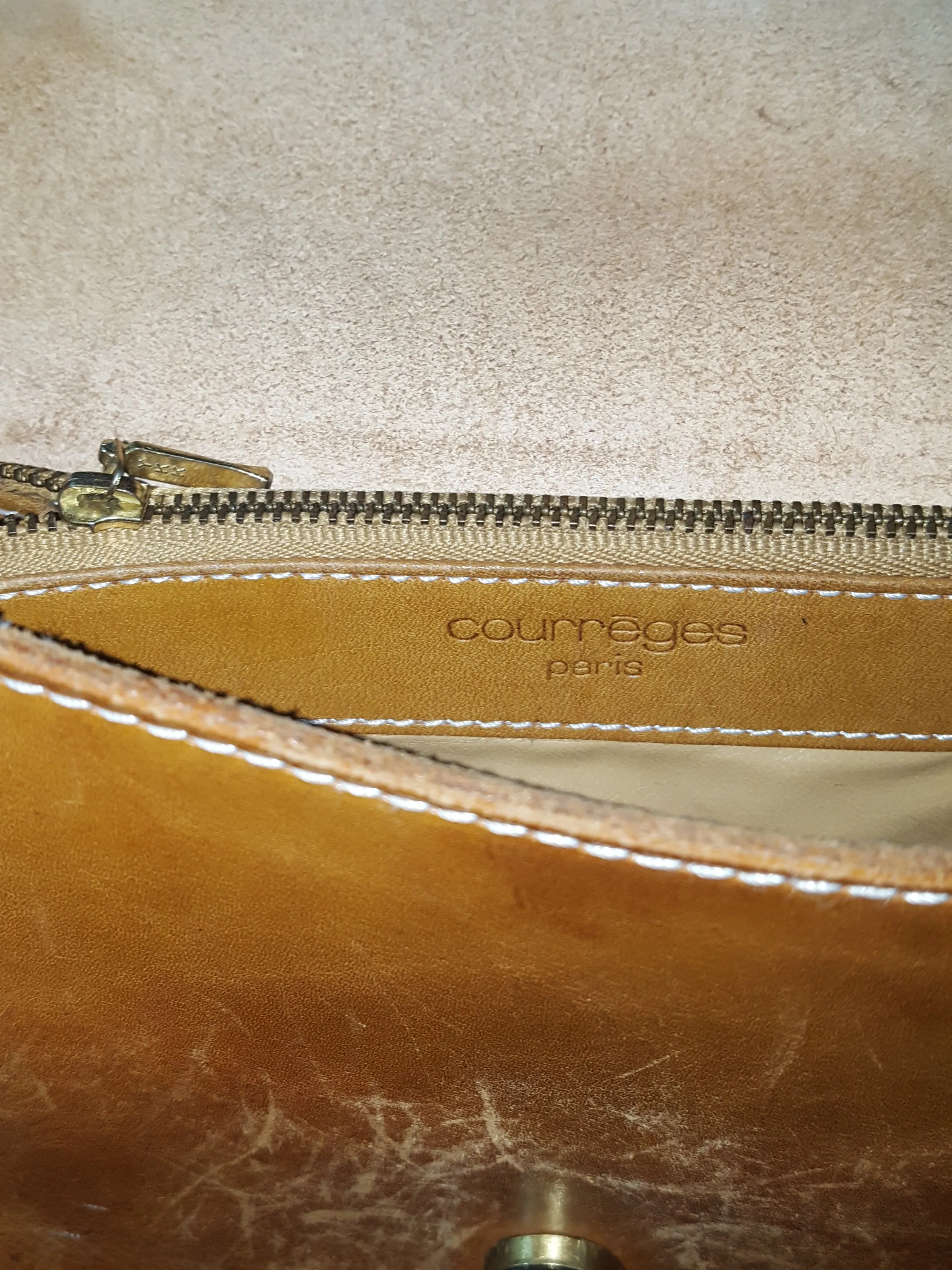 Courreges Paris Leather Crossbody Saddle Bag