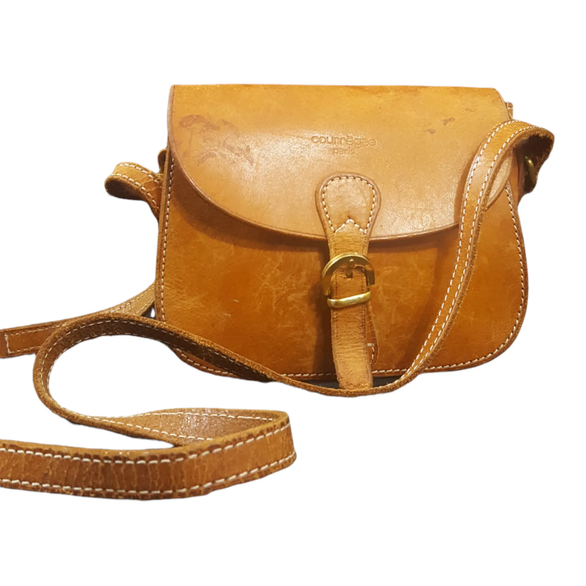 Courreges Paris Leather Crossbody Saddle Bag