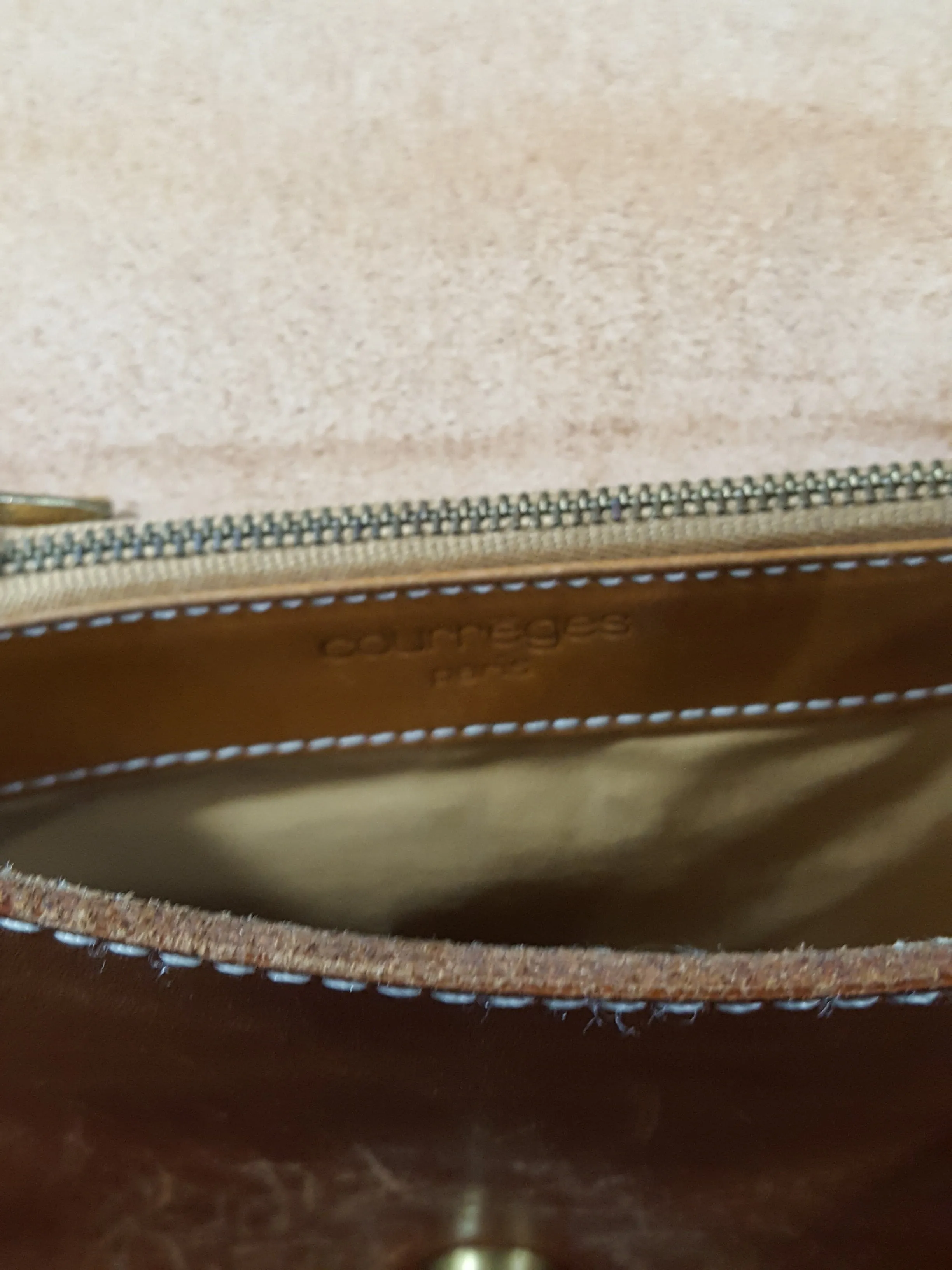 Courreges Paris Leather Crossbody Saddle Bag