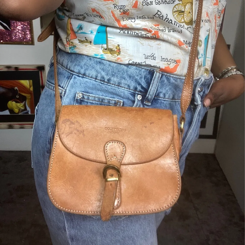 Courreges Paris Leather Crossbody Saddle Bag