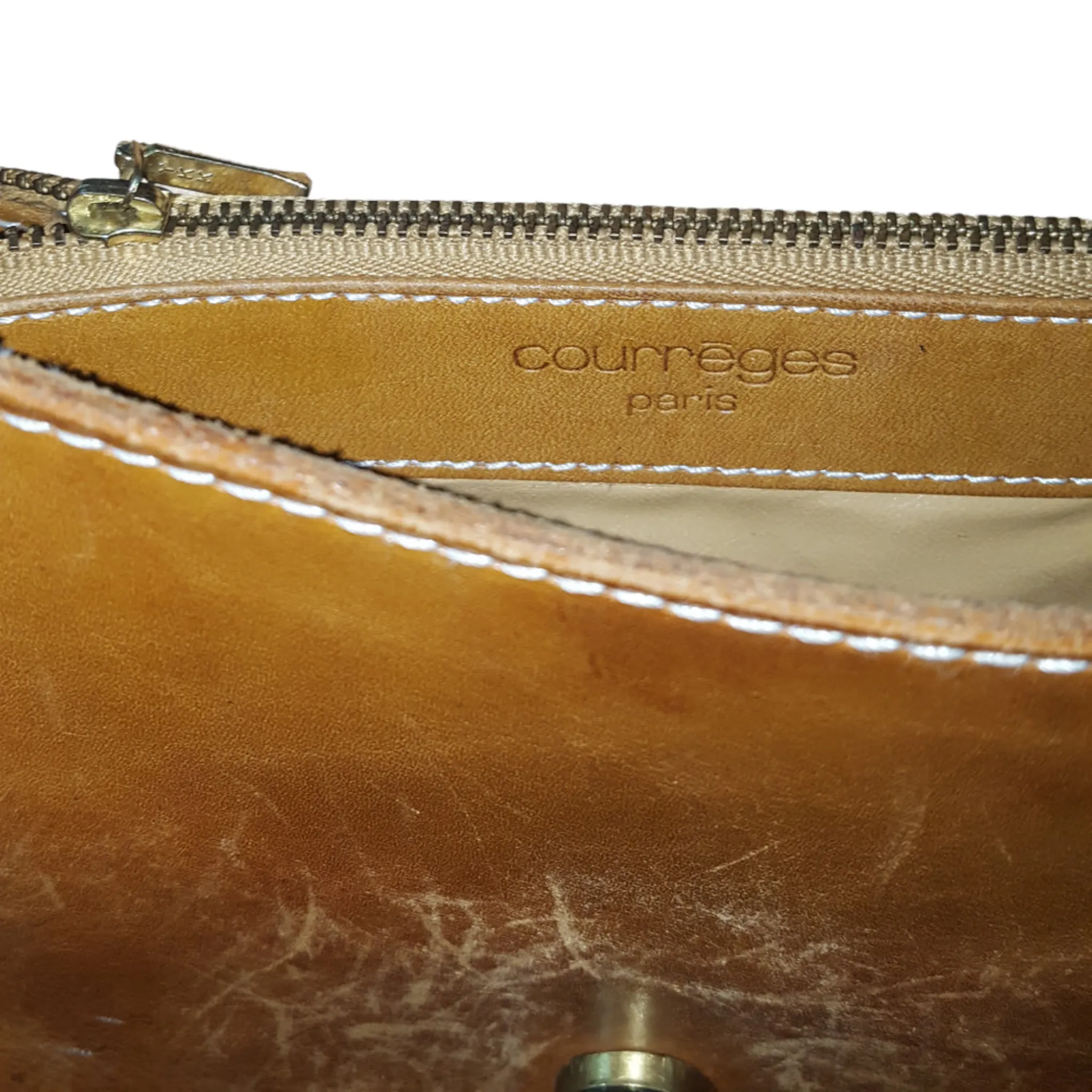 Courreges Paris Leather Crossbody Saddle Bag