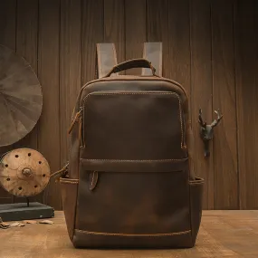 Crazy Horse Leather Backpack Men Laptop Backpack Handmade Travel Backpack