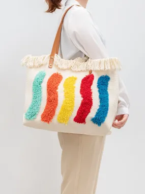 Embroidered Rainbow Pattern Tote Bag