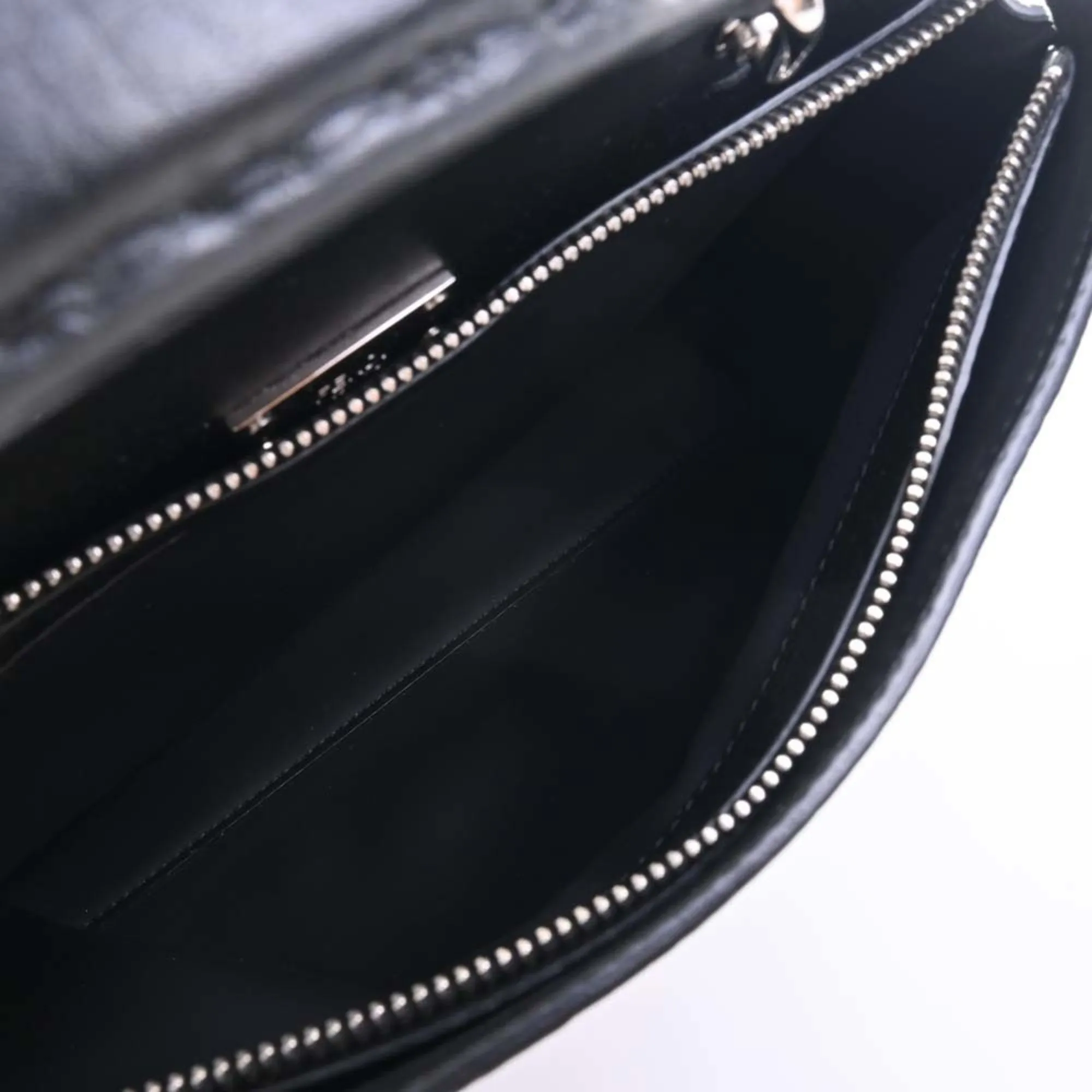 FENDI Selleria Leather Peekaboo Essential Handbag 7VA506 Black Ladies