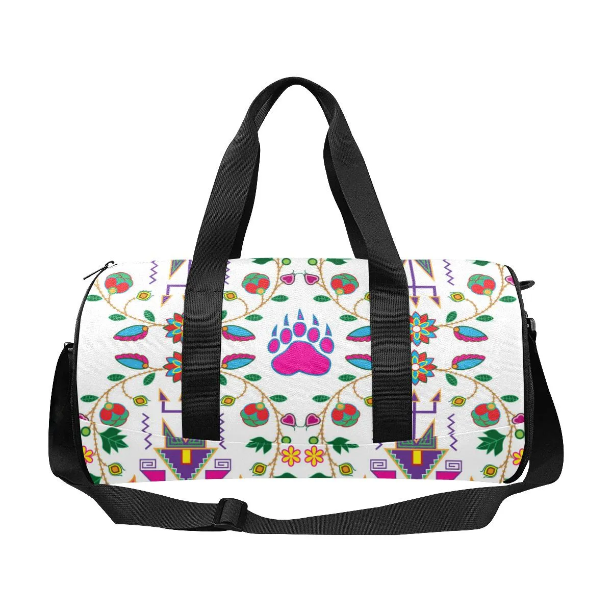 Geometric Floral Fall - White Duffle Bag