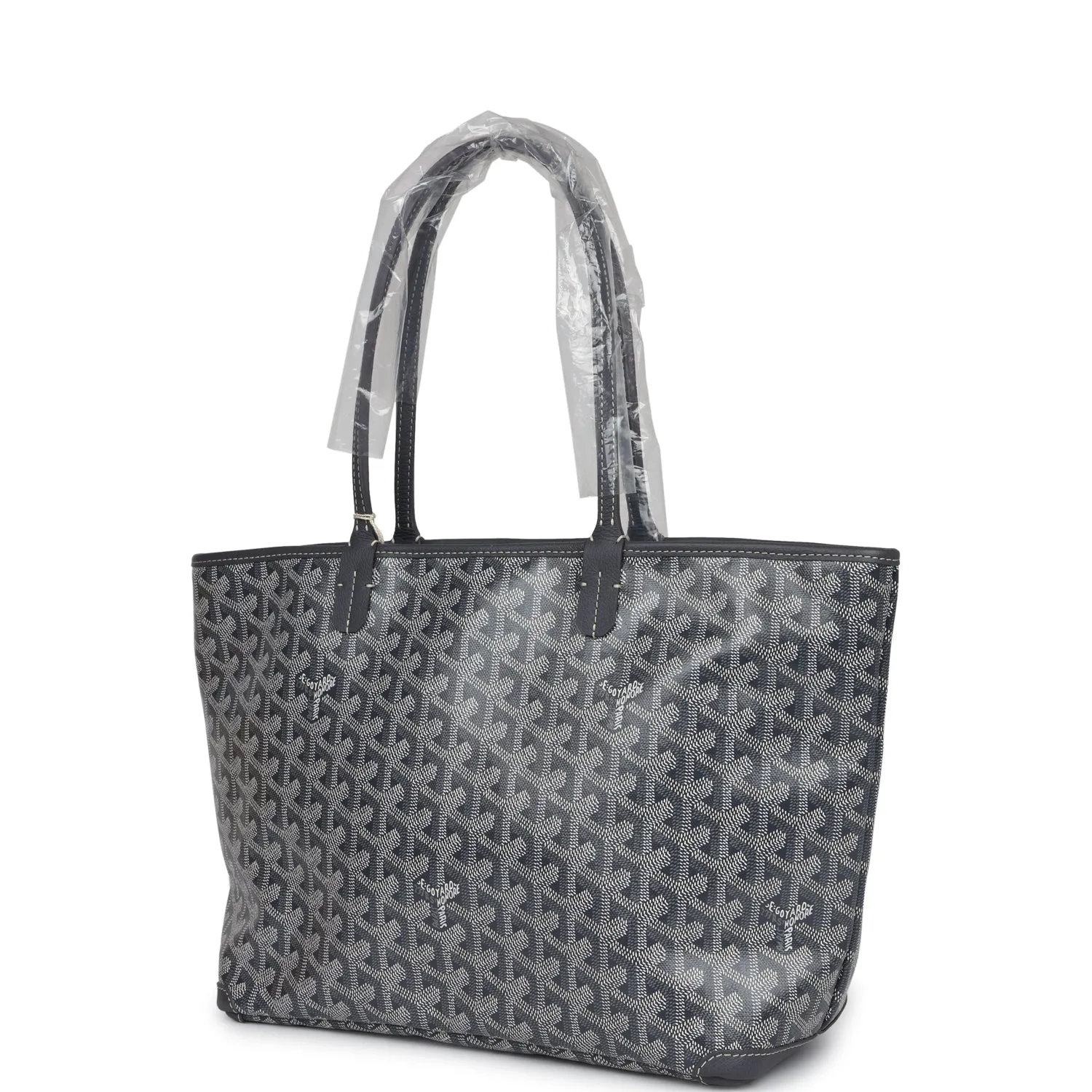 Goyard Goyardine Artois Tote PM Grey Canvas & Chevroches Calfskin Palladium Hardware