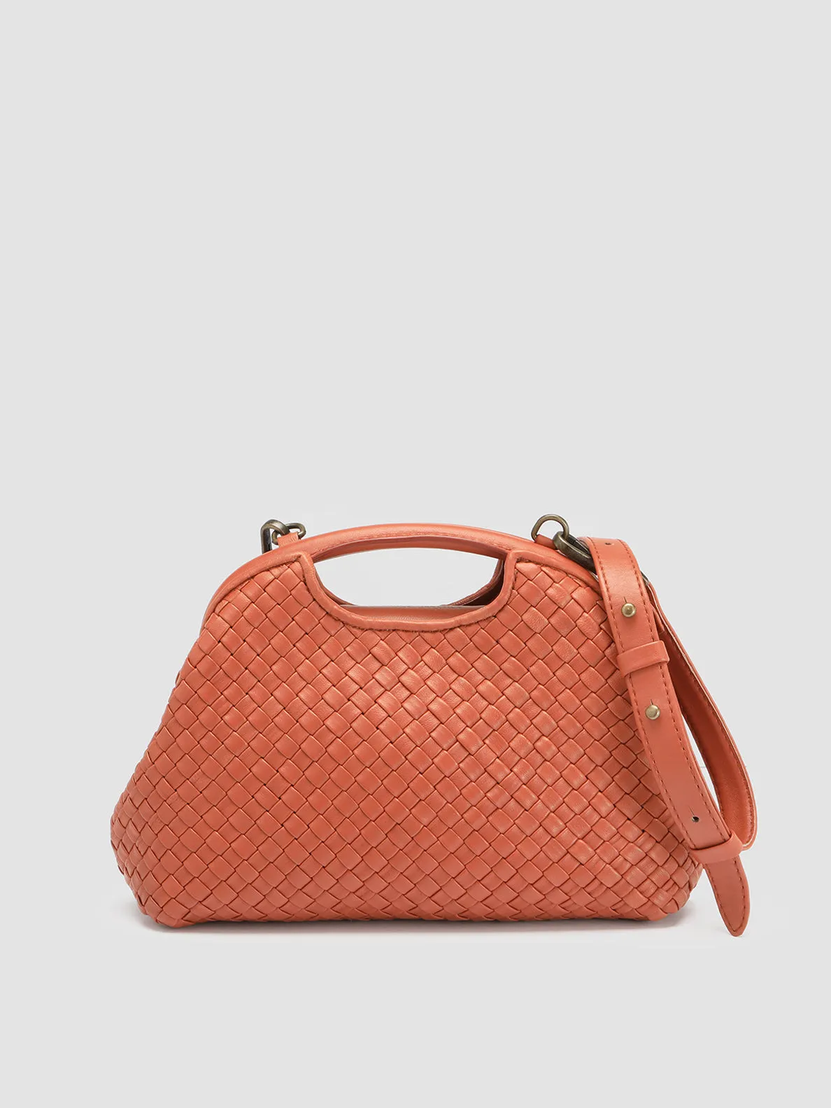 HELEN 12 - Orange Leather Clutch Bag