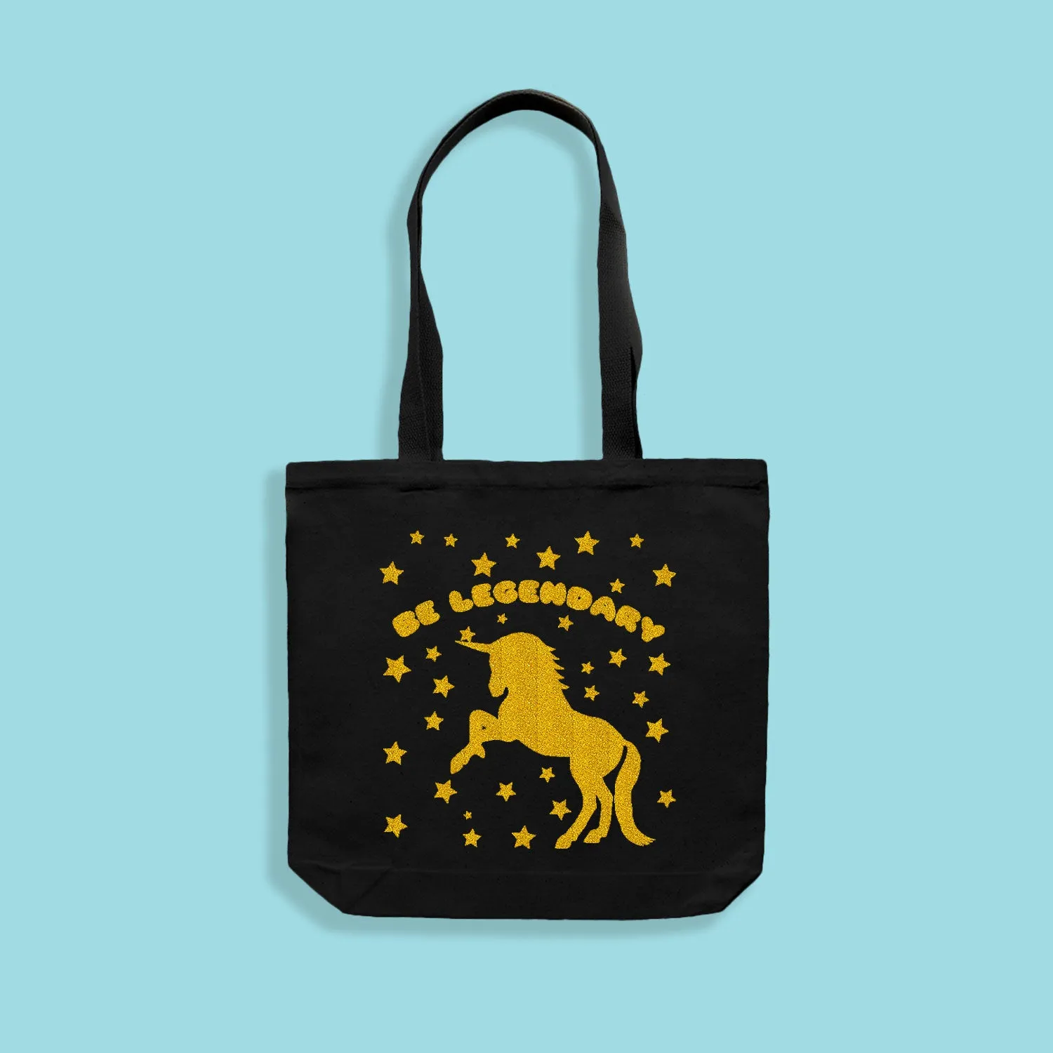 MAKE Original - Be Legendary -  Gold Glitter Black Tote Bag