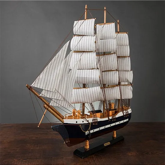 Mediterranean Pirate Limited Edition Full Crooked Sails Tall Ship Wood Model Sailboat Assembled