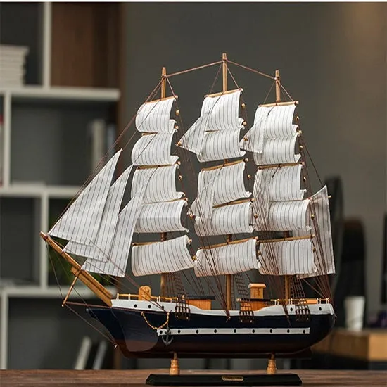 Mediterranean Pirate Limited Edition Full Crooked Sails Tall Ship Wood Model Sailboat Assembled