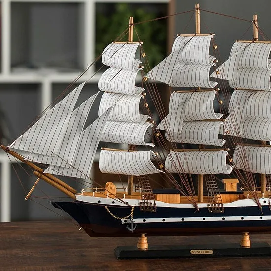 Mediterranean Pirate Limited Edition Full Crooked Sails Tall Ship Wood Model Sailboat Assembled