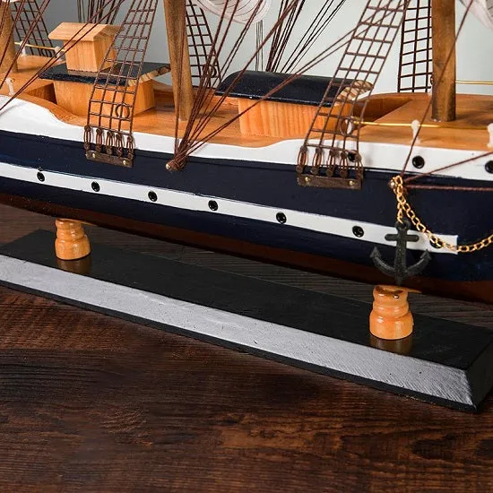 Mediterranean Pirate Limited Edition Full Crooked Sails Tall Ship Wood Model Sailboat Assembled