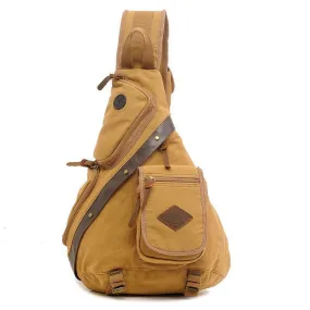 Men's Chest Pack Vintage Canvas Sling Bag