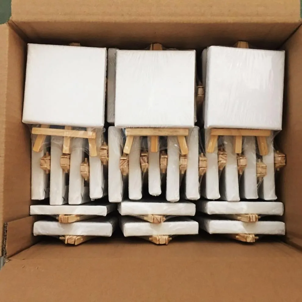 Mini Size Canvas - 3.9"x3.9" (10cmx10cm) and Easel Pack - Sold in a package of 10
