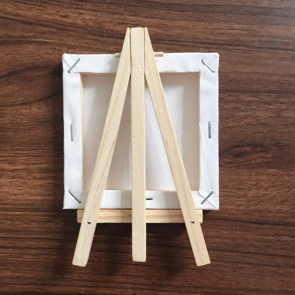 Mini Size Canvas - 3.9"x3.9" (10cmx10cm) and Easel Pack - Sold in a package of 10