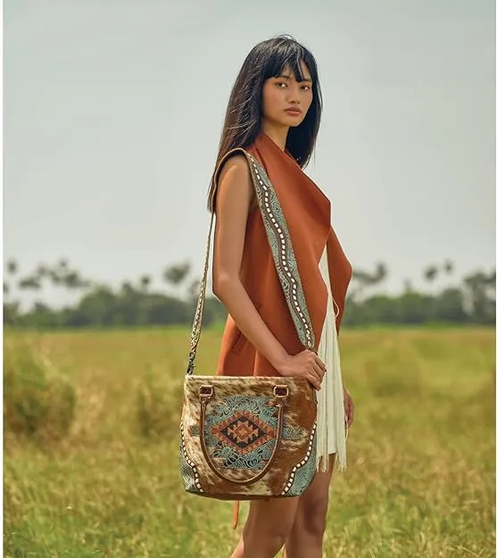 Myra Azure Hair-On Leather Bag