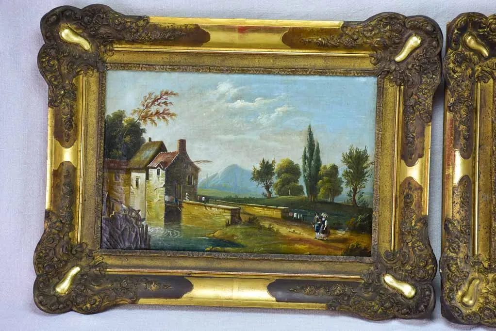 Pair of nineteenth-century Swiss landscape paintings - oil on canvas 24" x 18"
