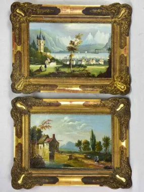 Pair of nineteenth-century Swiss landscape paintings - oil on canvas 24" x 18"