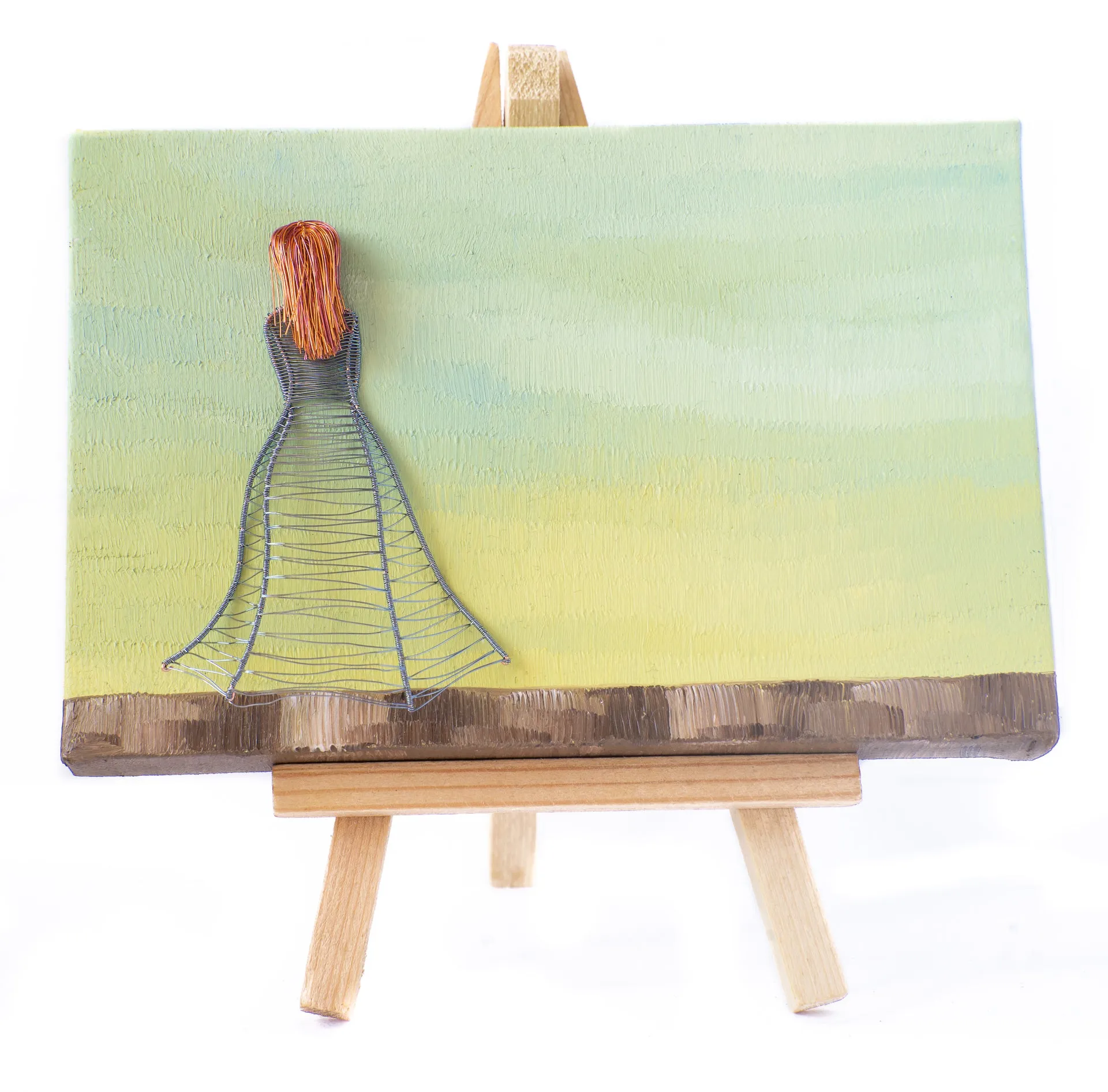 Personalised Mini Wireart Girl: Blue-Grey Dress, Ocean