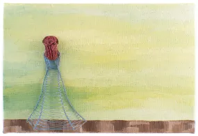 Personalised Mini Wireart Girl: Light Blue Dress, Ocean