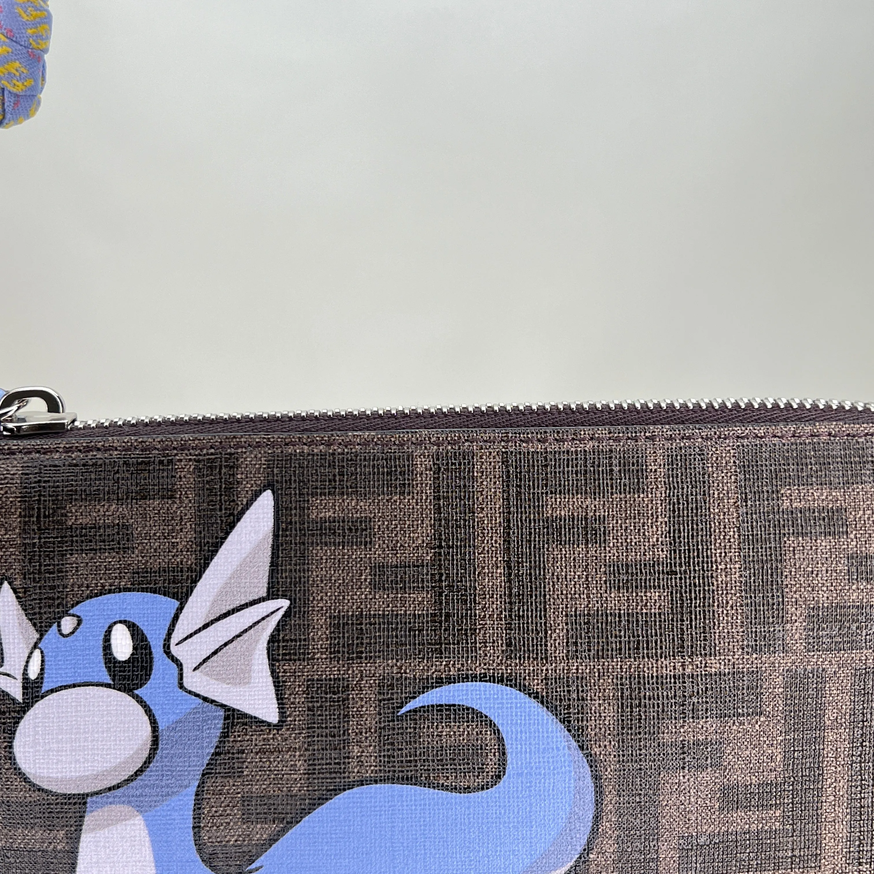 Pokemon Pochette Brown Shoulder Bag in Coated Canvas, Silver hardware