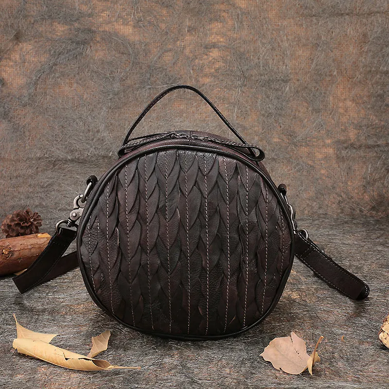 Purple Leather Circle Bag Crossbody Bags Handbags Purses for Women