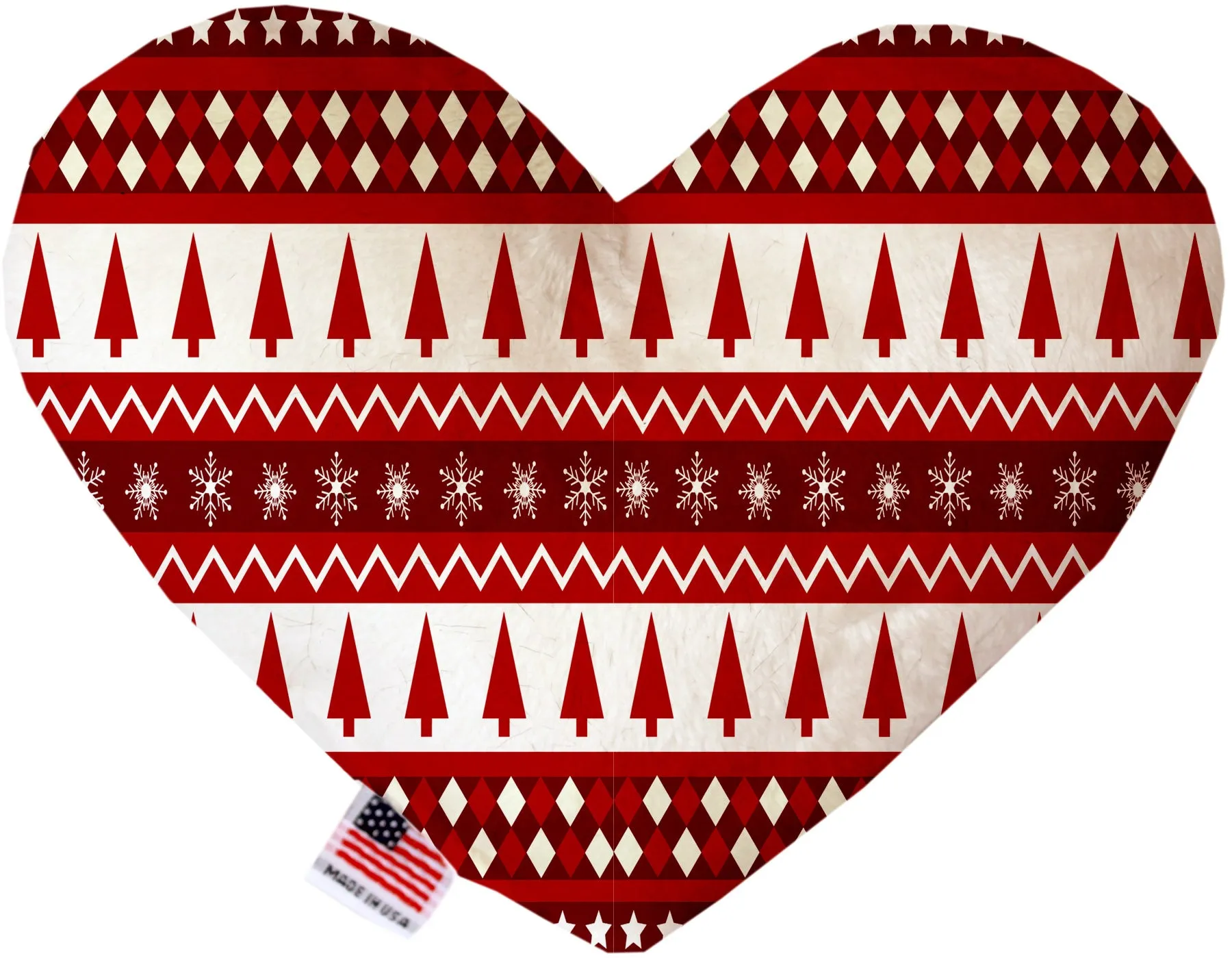 Red Classic Christmas 8 Inch Canvas Heart Dog Toy