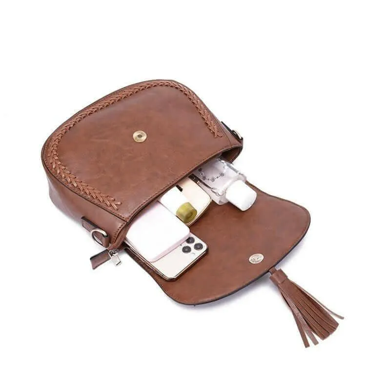 Stylish Vegan Leather Saddle Bag - The JOELLE by Nichole Collection