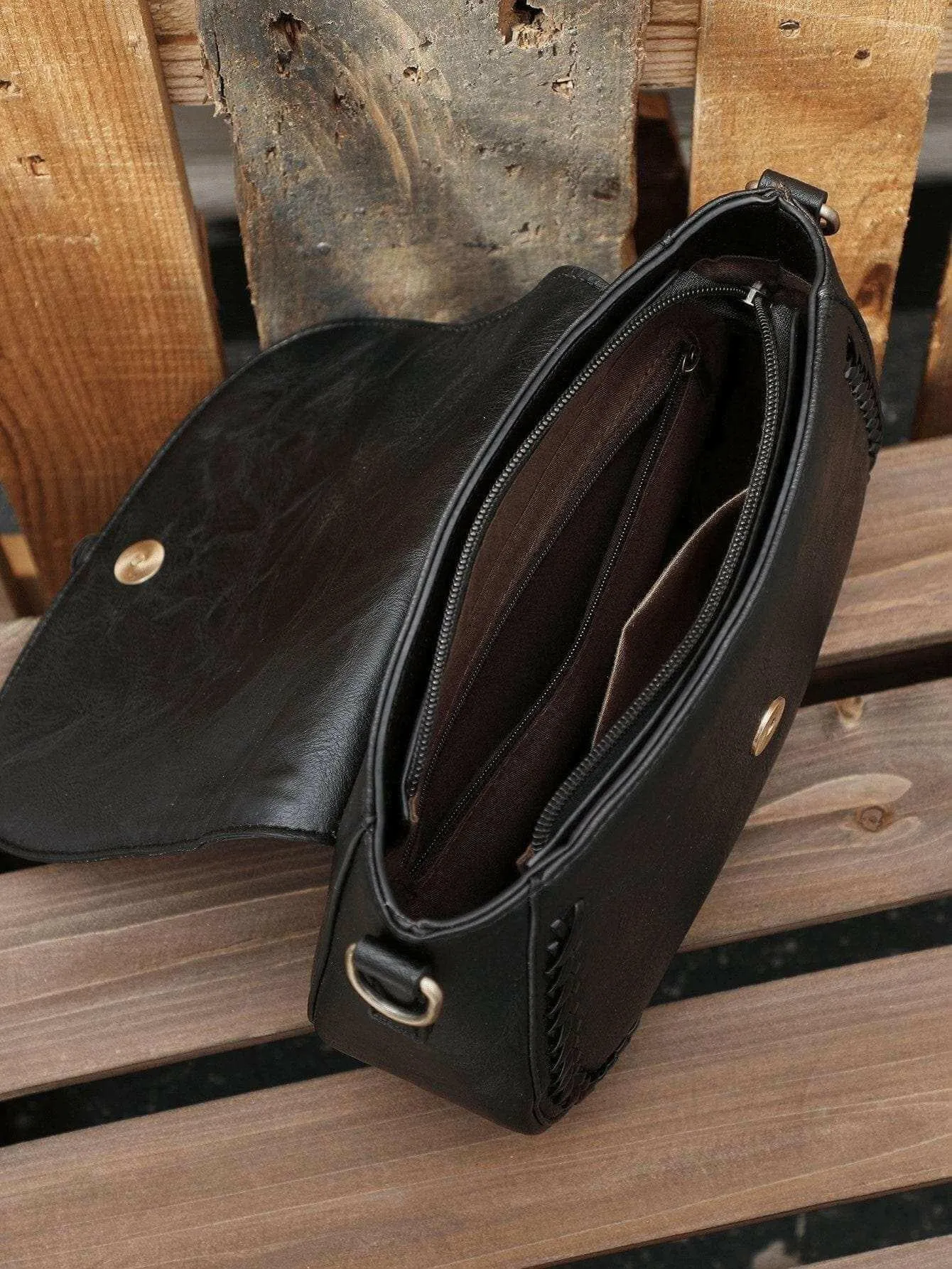 Stylish Vegan Leather Saddle Bag - The JOELLE by Nichole Collection